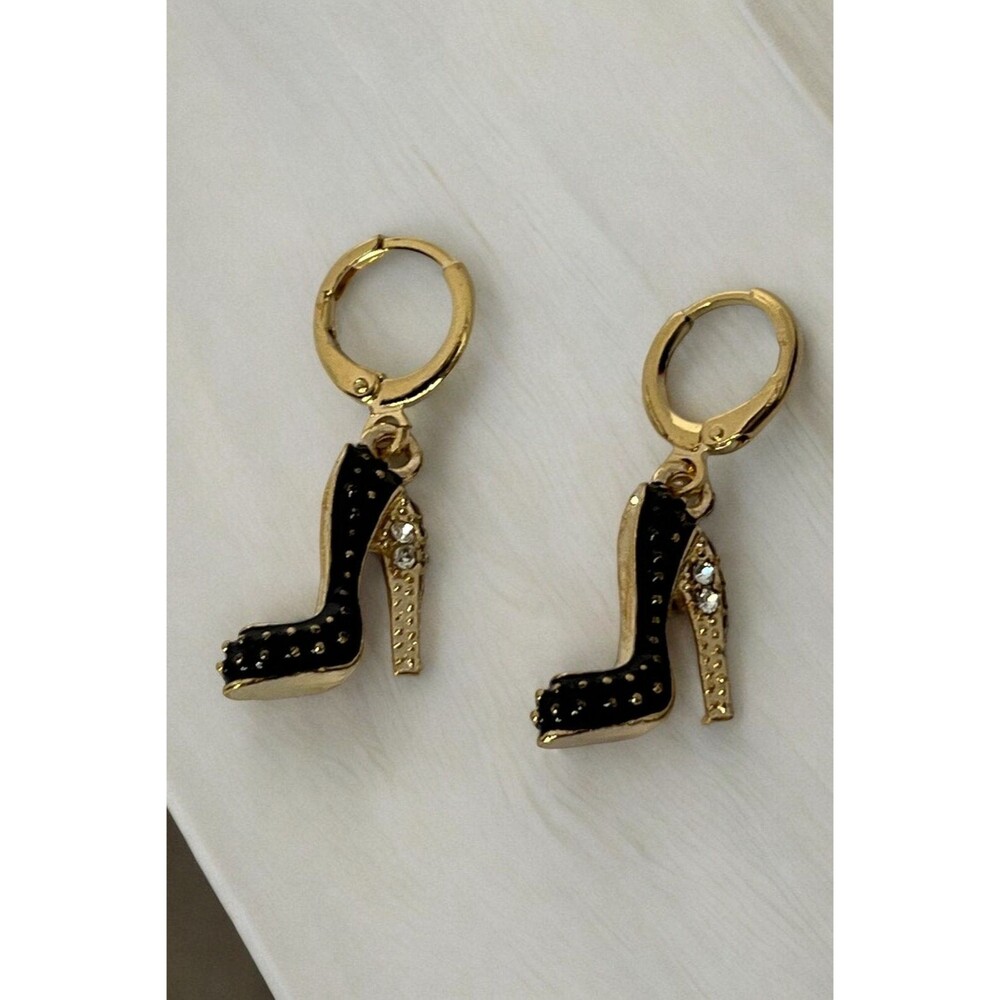 Vintage Style Women's High Heels Enamel Rhinestone Earrings Ear Accessories HOOK